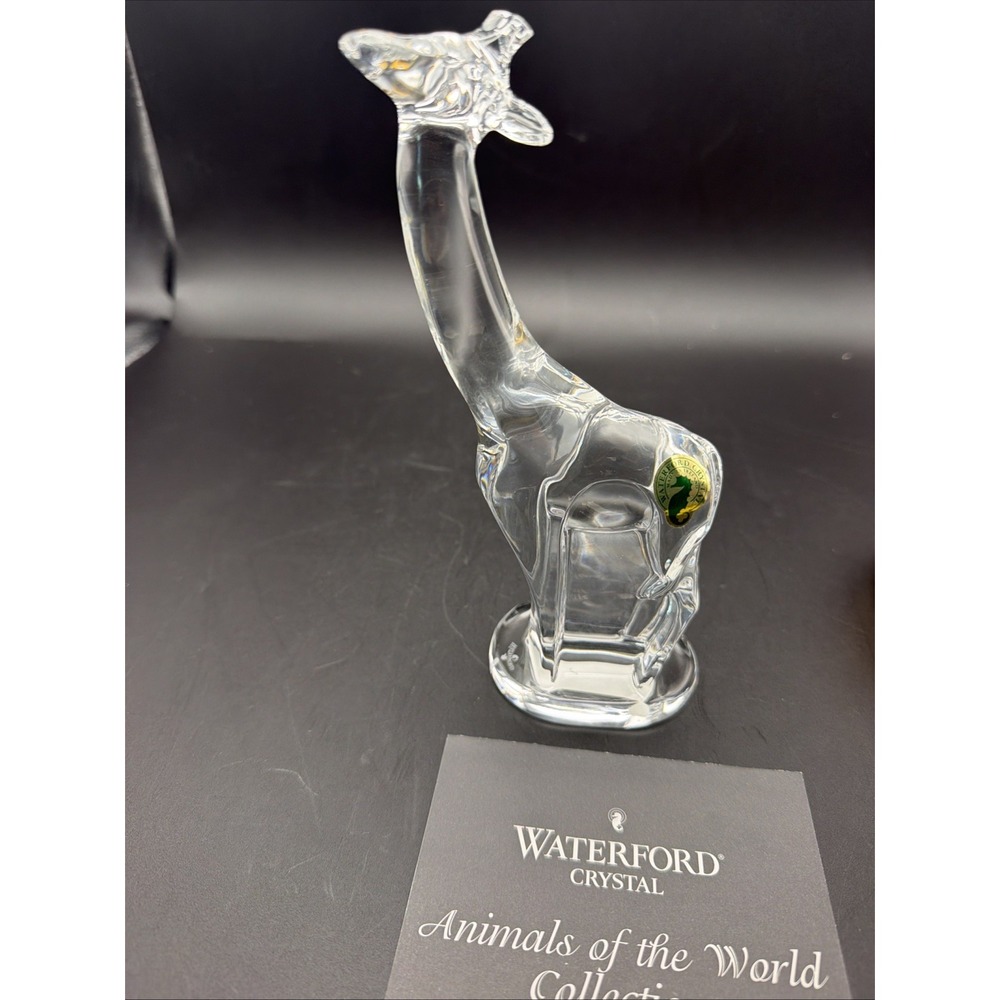 Waterford Crystal Clear Glass Giraffe Stamped 7.25" Figurine Safari Box Coa
